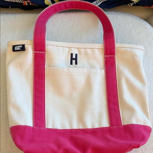 Lands' End Handbags - Lands' End Medium, Canvas Tote Bag in Pink/natural. Brand new, never used.